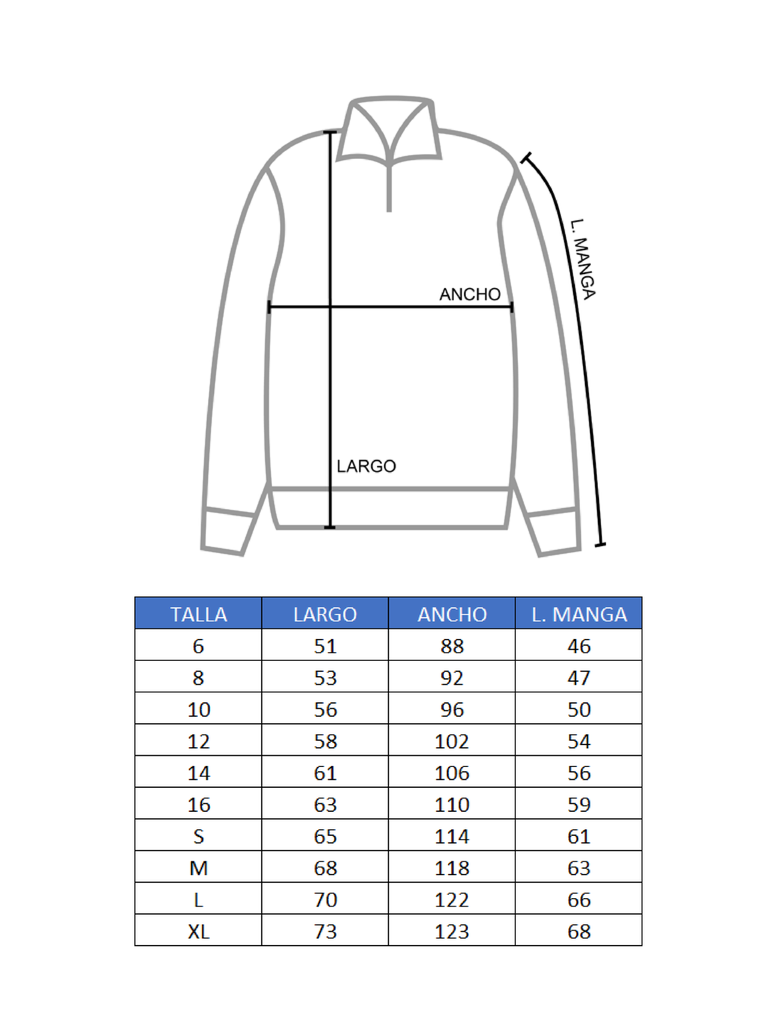SUDADERA MONTEALTO MEDIDAS
