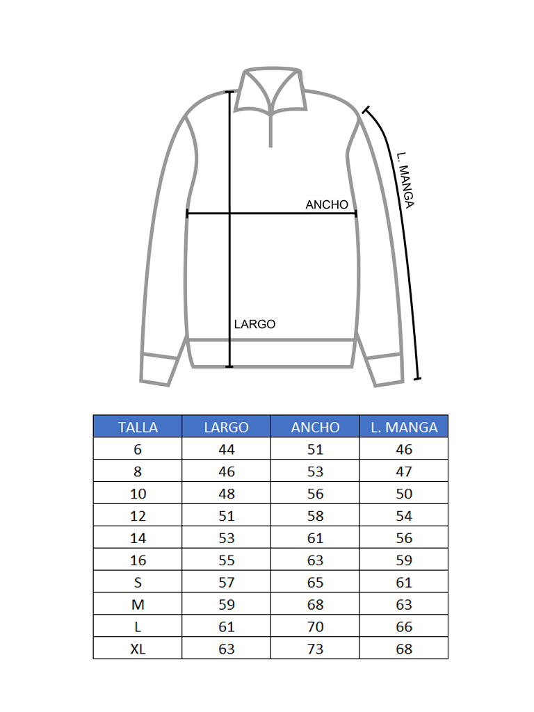 SUDADERA MONTEALTO MEDIDAS